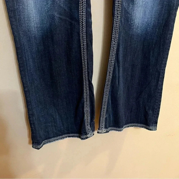 Silver Suki Surplus Jeans S224 L32 Womens Dark Wash Thick Stitched Blue Jeans - Picture 3 of 13